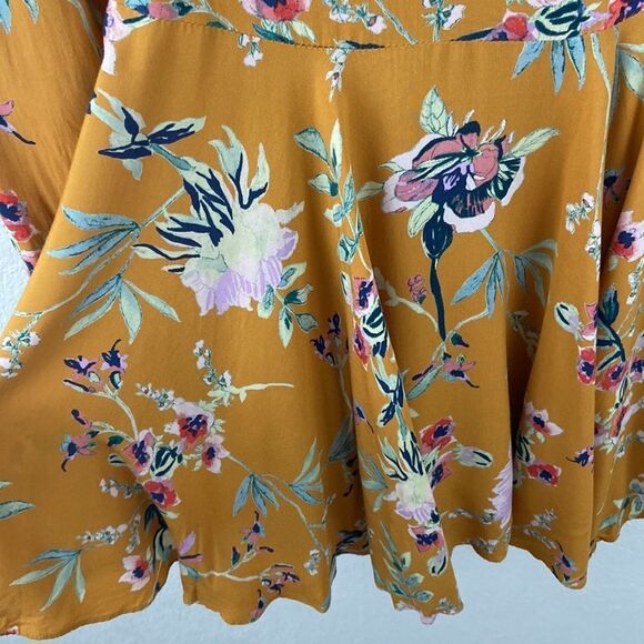 Urban Outfitters Ecote Floral Mustard Mini Dress size 6 - Picture 4 of 11